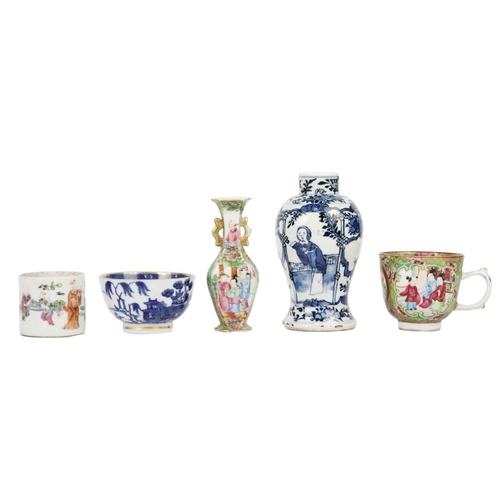 230 - A quantity of Chinese Canton and other porcelain items, 19th century. To include a Canton vase, heig... 