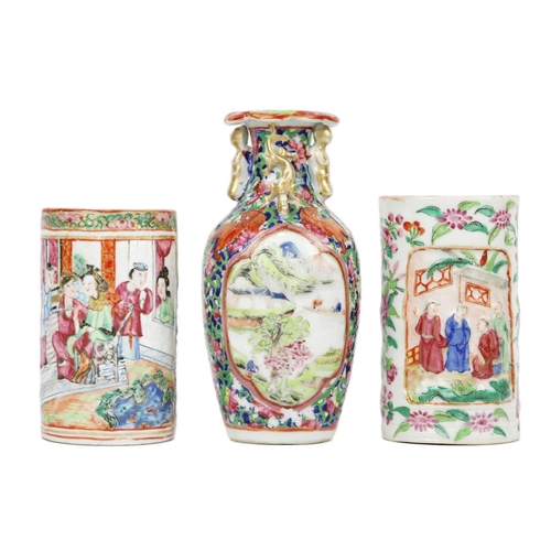 230 - A quantity of Chinese Canton and other porcelain items, 19th century. To include a Canton vase, heig... 