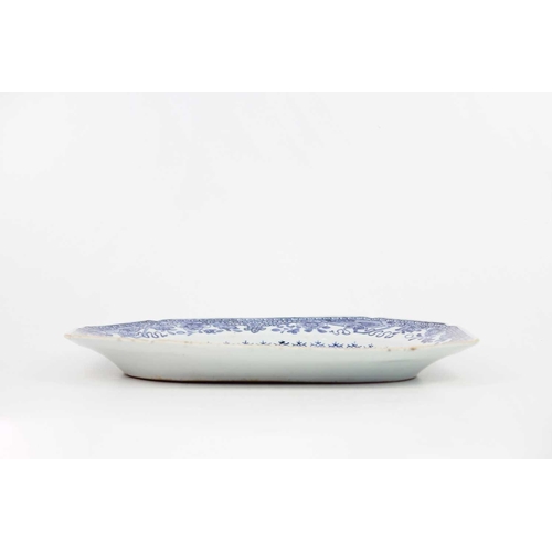 232 - A Chinese blue and white porcelain meat dish, Qianlong period, 18th century. Decorated with a river ... 