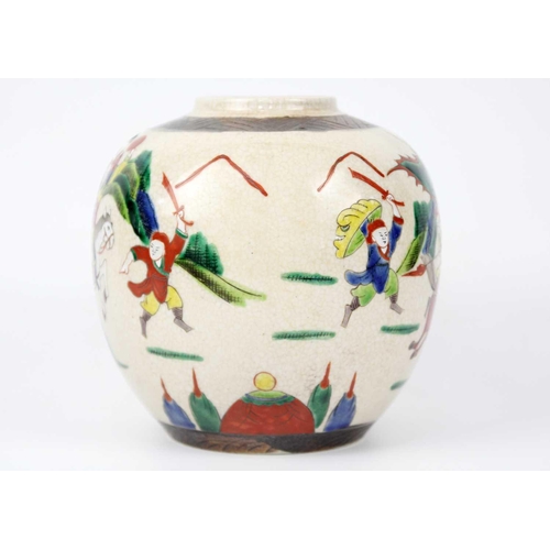 247 - A Chinese famille verte crackle glaze ginger jar, circa 1900. Height 17cm, diameter 15.5cm, a Chines... 