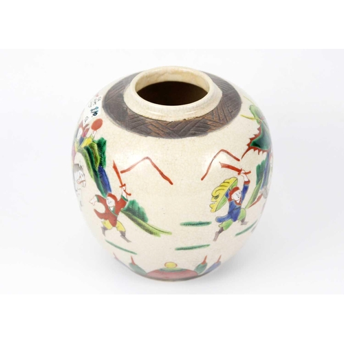 247 - A Chinese famille verte crackle glaze ginger jar, circa 1900. Height 17cm, diameter 15.5cm, a Chines... 