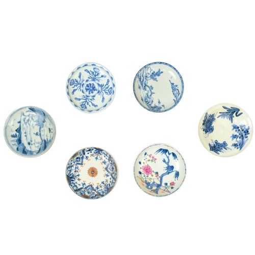 27 - Six Chinese blue and white porcelain dishes, 18th/19th century. Largest diameter 12cm and three Chin... 