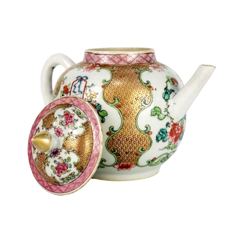 275 - A Chinese porcelain teapot, 18th century. Height 12.5cm, width 16cm.