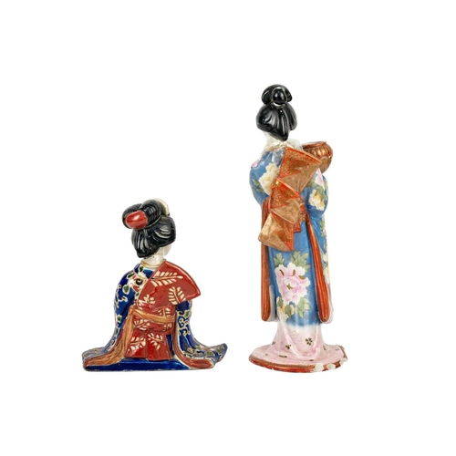 277 - Two Japanese porcelain figures of Geisha girls, Meiji period. Height 26.5cm, width 9.5cm and height ... 