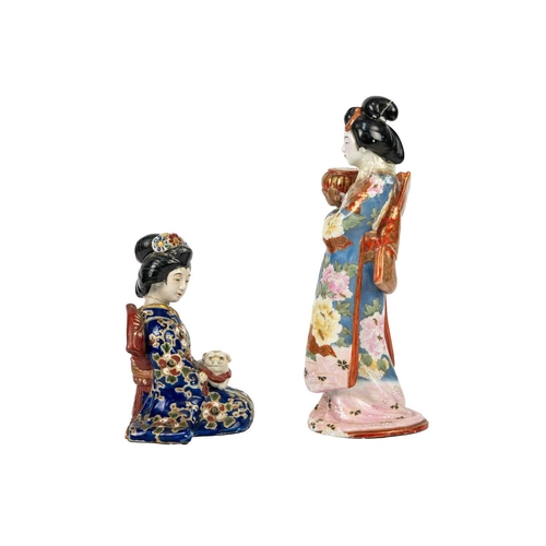 277 - Two Japanese porcelain figures of Geisha girls, Meiji period. Height 26.5cm, width 9.5cm and height ... 