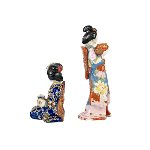 277 - Two Japanese porcelain figures of Geisha girls, Meiji period. Height 26.5cm, width 9.5cm and height ... 