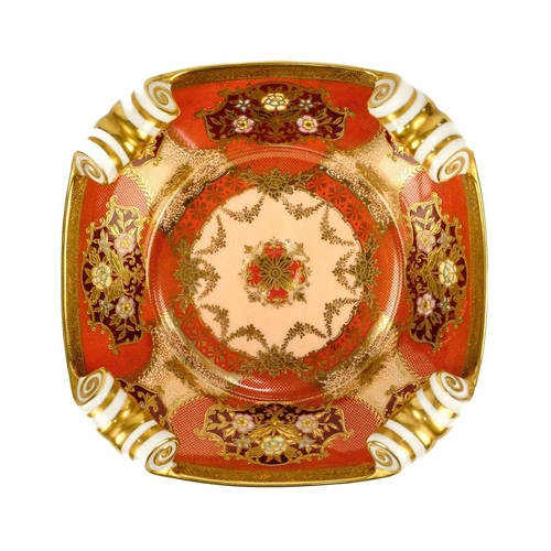 282 - A Japanese Noritake gilded porcelain dish,, early-mid 20th century. height 6cm, width 21cm, depth 21... 