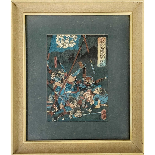 290 - Two Japanese woodblock prints on silk, circa 1920's. Framed and glazed, image size 20 x 14cm. (2)