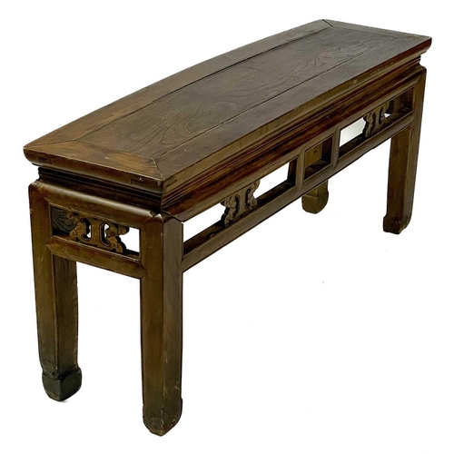 322 - Two similar Chinese hardwood centre tables Height 49.5cm, length 108cm, width 30cm and height 48.5cm... 