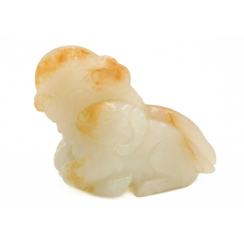 327 - A Chinese carved jade model of a ram, Qing Dynasty, 19th century. Height 4cm, width 5cm, depth 3cm, ... 