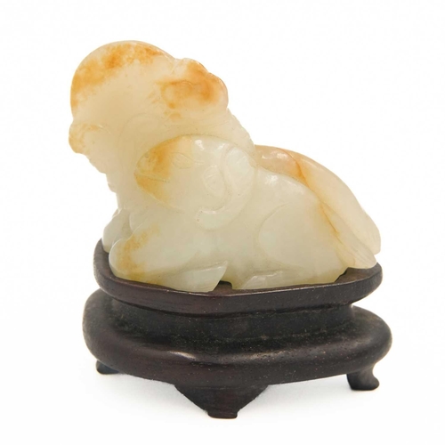 327 - A Chinese carved jade model of a ram, Qing Dynasty, 19th century. Height 4cm, width 5cm, depth 3cm, ... 