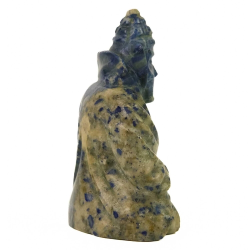 331 - A Chinese lapis lazuli model of Buddha, Qing Dynasty, late 19th century. Height 7cm, width 5.5cm, de... 