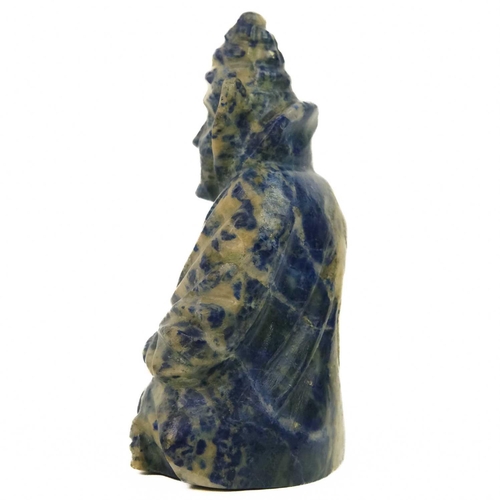 331 - A Chinese lapis lazuli model of Buddha, Qing Dynasty, late 19th century. Height 7cm, width 5.5cm, de... 