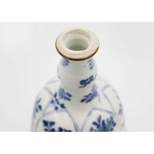 348 - A Chinese blue and white hookah base, Kangxi, 1662-1722. The bell-shaped body painted with stylised ... 