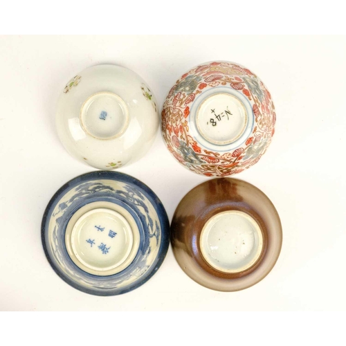 35 - Five Chinese porcelain tea bowls and saucers, 18th century. Three further tea bowls and two Chinese ... 