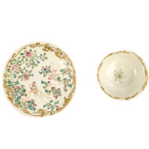 35 - Five Chinese porcelain tea bowls and saucers, 18th century. Three further tea bowls and two Chinese ... 