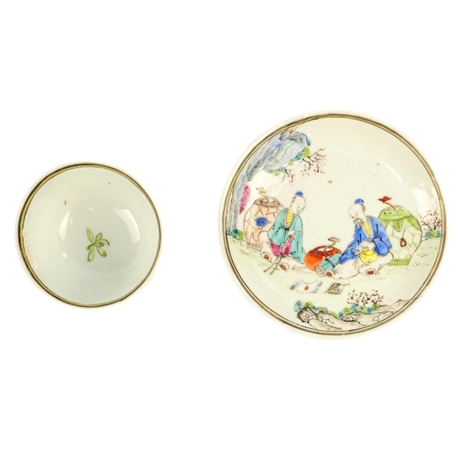 35 - Five Chinese porcelain tea bowls and saucers, 18th century. Three further tea bowls and two Chinese ... 