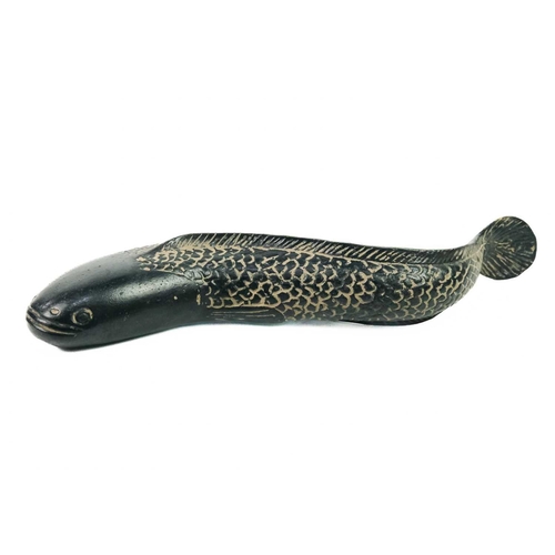 350 - A pair of Chinese bronze models of fish. Length 28.5cm. (2)