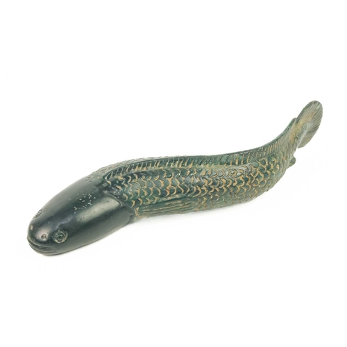 354 - A pair of Chinese bronze models of fish. Length 23cm. (2)