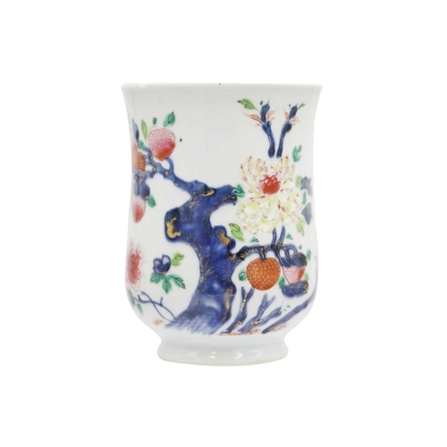 372 - A large Chinese export porcelain mug, 18th century. The tree with flowers and fruit, height 15.8cm, ... 