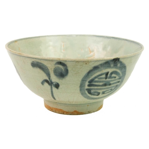 42 - A Chinese provincial bowl, Ming Dynasty. Decorated with shou symbols and floral sprigs, height 13.5c... 