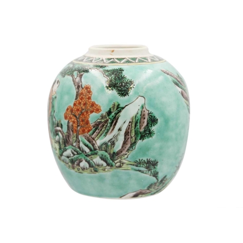 440 - A Chinese prunus pattern ginger jar and cover, late 19th century. With a light green ground, height ... 