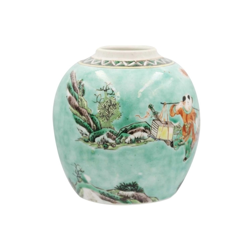 440 - A Chinese prunus pattern ginger jar and cover, late 19th century. With a light green ground, height ... 