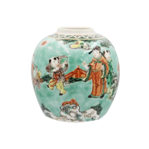 440 - A Chinese prunus pattern ginger jar and cover, late 19th century. With a light green ground, height ... 