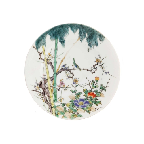 444 - Two Chinese famille verte porcelain plates, early 20th century. Diameter 18.5cm. (2)