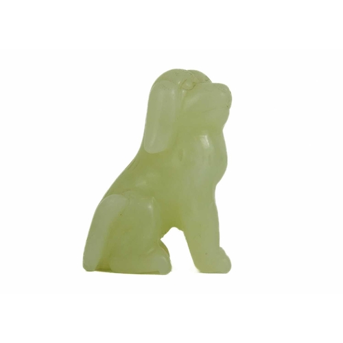 452 - A Chinese carved jade model of a dog. Height 5.5cm; width 4cm, depth 2.5cm and two Chinese models of... 