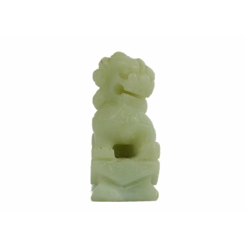 452 - A Chinese carved jade model of a dog. Height 5.5cm; width 4cm, depth 2.5cm and two Chinese models of... 