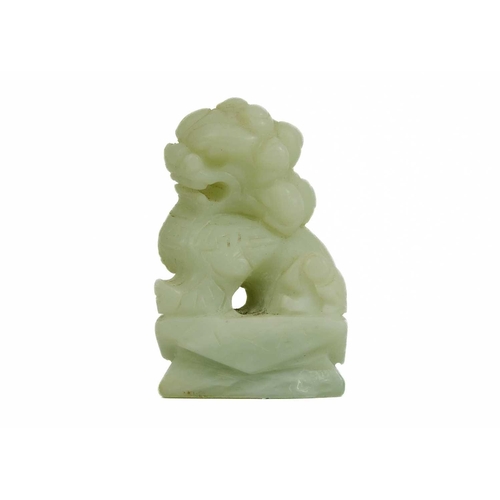 452 - A Chinese carved jade model of a dog. Height 5.5cm; width 4cm, depth 2.5cm and two Chinese models of... 