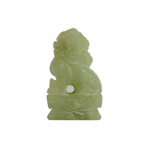 452 - A Chinese carved jade model of a dog. Height 5.5cm; width 4cm, depth 2.5cm and two Chinese models of... 