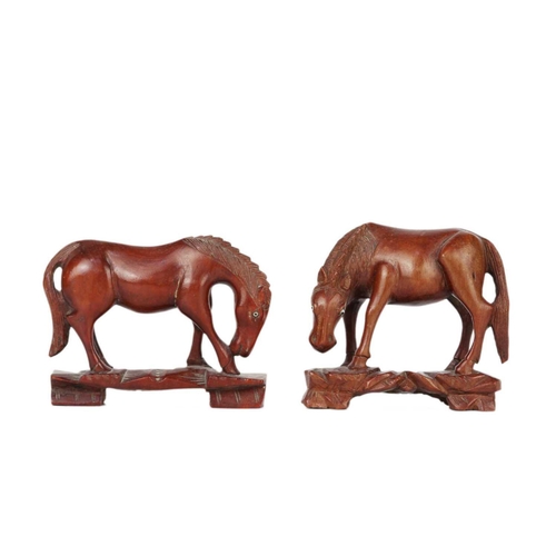 454 - Five Chinese carved wood models of horses, early 20th century. Largest height 12cm, largest length 1... 