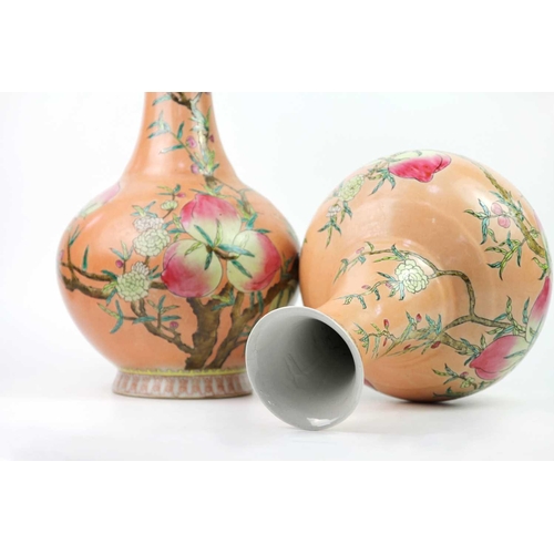 455 - Two similar Contemporary Chinese porcelain vases, late 20th century. Decorated with flowering plum t... 