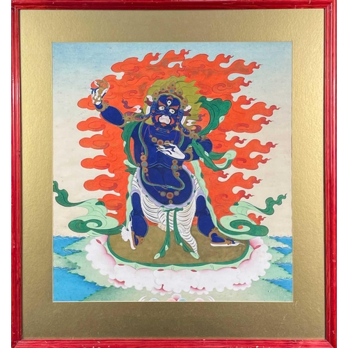 462 - Two Tibetan Thangka style paintings, 20th century. Each framed and glazed, images sizes 46 x 42cm an... 