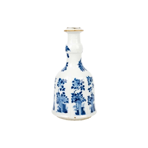 48 - A Chinese blue and white hookah base, Kangxi, 1662-1722. The bell-shaped body painted with leafy bra... 