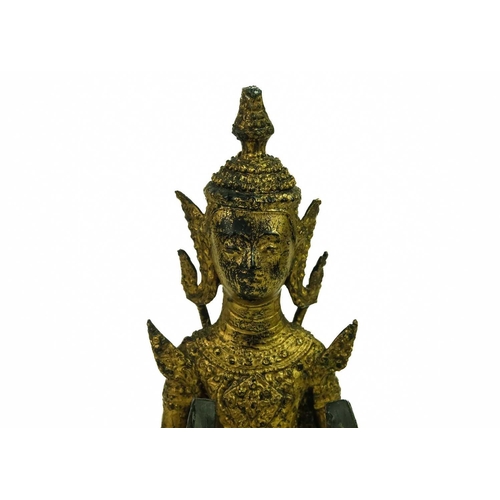 55 - A Thai gilt bronze standing Buddha in royal attire, 18th/19th century. With both hands raised and st... 