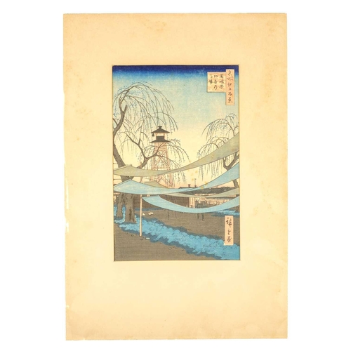 601 - After Utagawa Hiroshige, (1797-1858) Japanese woodblock print. 'Hatsune Riding Ground at Bakurocho',... 