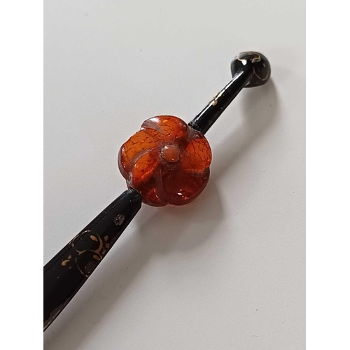 682 - Twelve various Japanese metal, coral and hardstone kanzashi, 19th/20th century. Largest length 17.4c... 