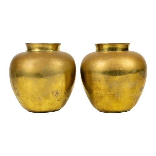 72 - A near pair of Chinese polished bronze incense burners, Qing Dynasty of ovoid tapering form, Xuande ... 