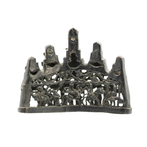 79 - A Chinese bronze scholars brush stand, late Ming Dynasty, 17th century. With pierced decoration incl... 