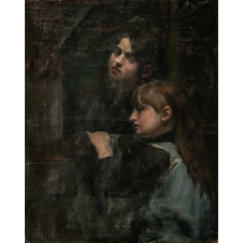 102 - Newlyn School Portrait of Two Sisters at a Window  Oil on canvas (backed on panel), 66 x 53cm This o... 