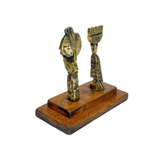 107 - Ken SPOONER (1942) King and Queen Bronze on oak base, initialled to the base of the queen and furthe... 