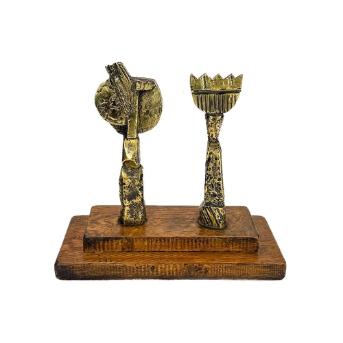 107 - Ken SPOONER (1942) King and Queen Bronze on oak base, initialled to the base of the queen and furthe... 