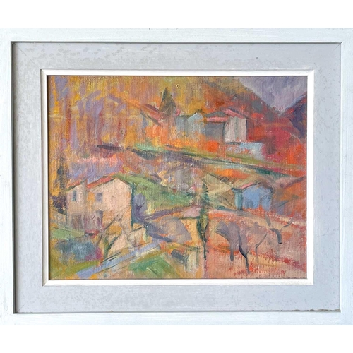 120 - June MILES (1924-2021) French Landscape Oil on board Signed to the verso 20 x 25.5cm