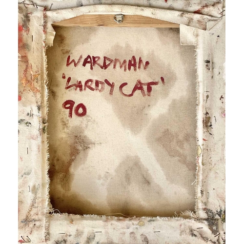 131 - Clare WARDMAN (1960) Lardy Cat Oil on canvas Signed and titled to the verso, dated '90 44.5cm x 38cm... 