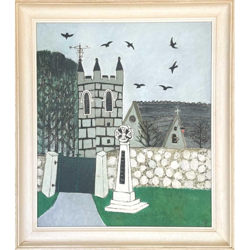 139 - Joan GILLCHREST (1918-2008) Sancreed - The Church and Memorial Oil on board Initialled Orion Gallery... 