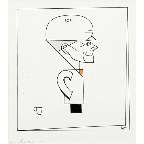 158 - Hyman SEGAL (1914-2004) Portrait of Ben Nicholson Ink on paper, signed, 19 x 16.5cm, 38 x 33cm frame... 