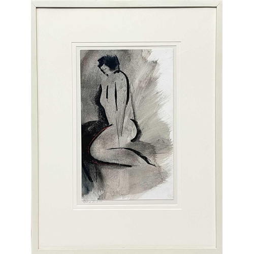 164 - Mary STORK (1938-2007) Sitting (1997) Mixed media on card, signed and dated '97, 37 x 22cm, 62.5 x 4... 